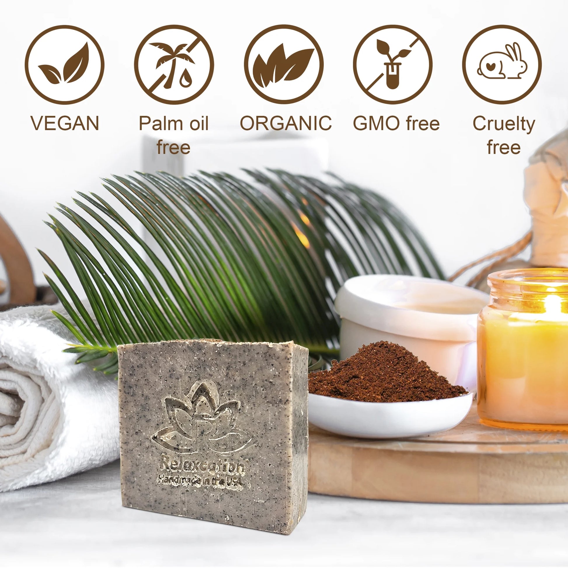 Natural Soap Bar Coffee Scrub with Organic Cocoa Butter Fresh Ground Coffee Exfoliating and Moisturizing Handmade in USA Coffee Latte Aroma Safe by  5 Set