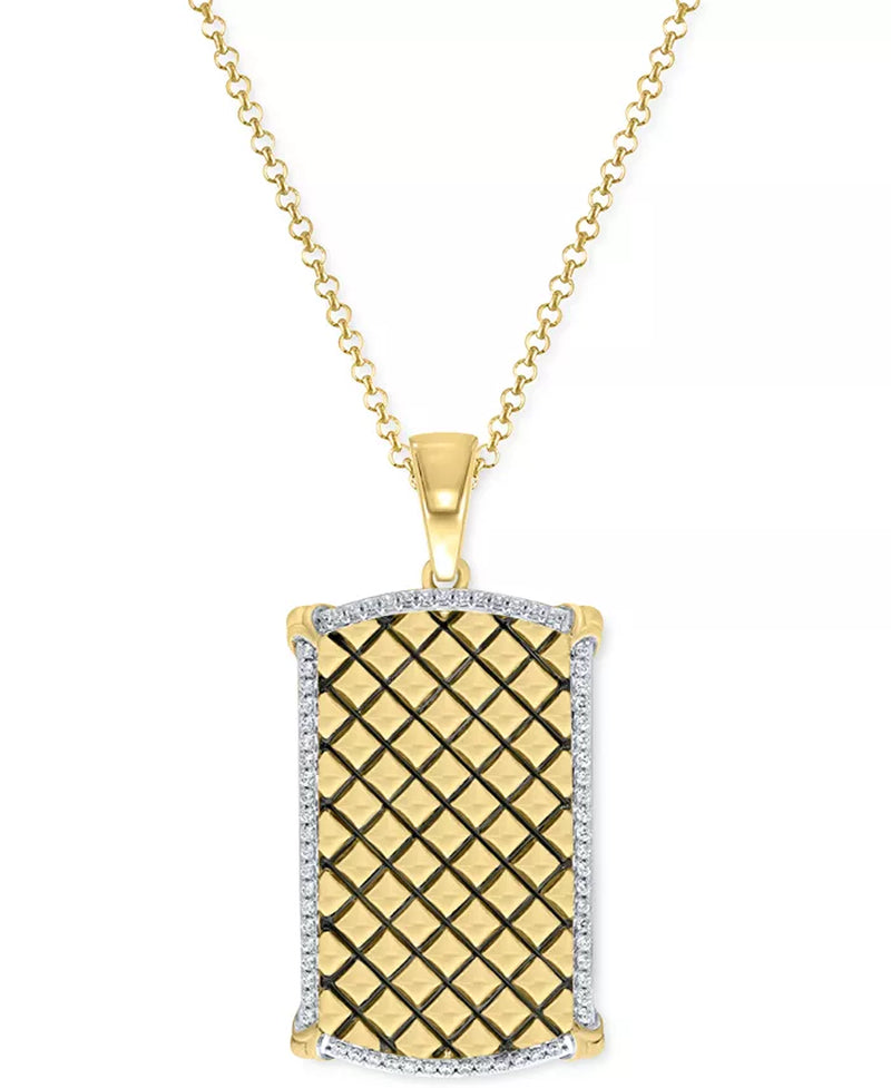 Men'S Diamond Border Square Pattern Dog Tag 22" Pendant Necklace (1/2 Ct. T.W.)
