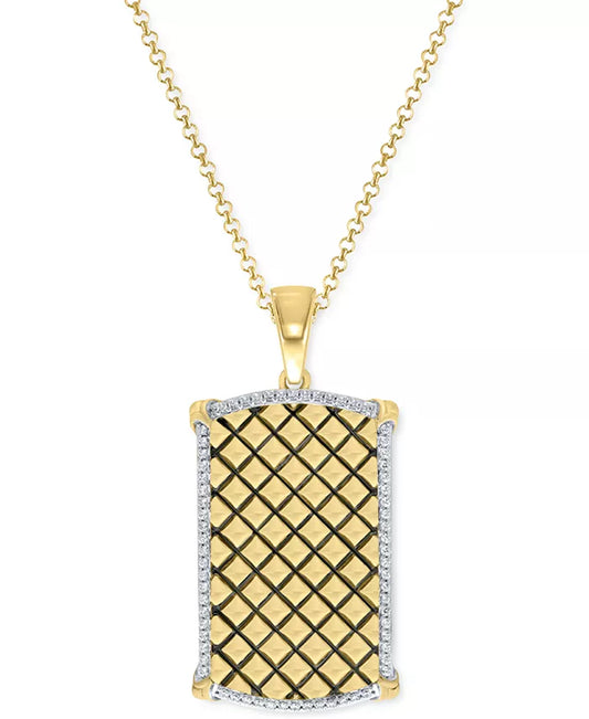 Men'S Diamond Border Square Pattern Dog Tag 22" Pendant Necklace (1/2 Ct. T.W.)