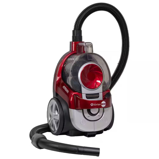 Vortex Red Bagless Corded HEPA Filter Multi-Surface in Red, Canister Vacuum