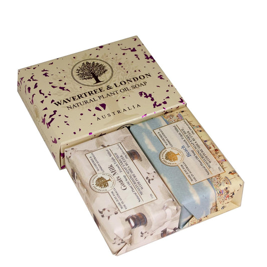 Duo Gift Box (2 Bars) - 7Oz Goats Milk and Beach Scented Moisturizing Triple Milled Natural Soap Bars - Pure Plant Oil Soap Bars for All Skin Types