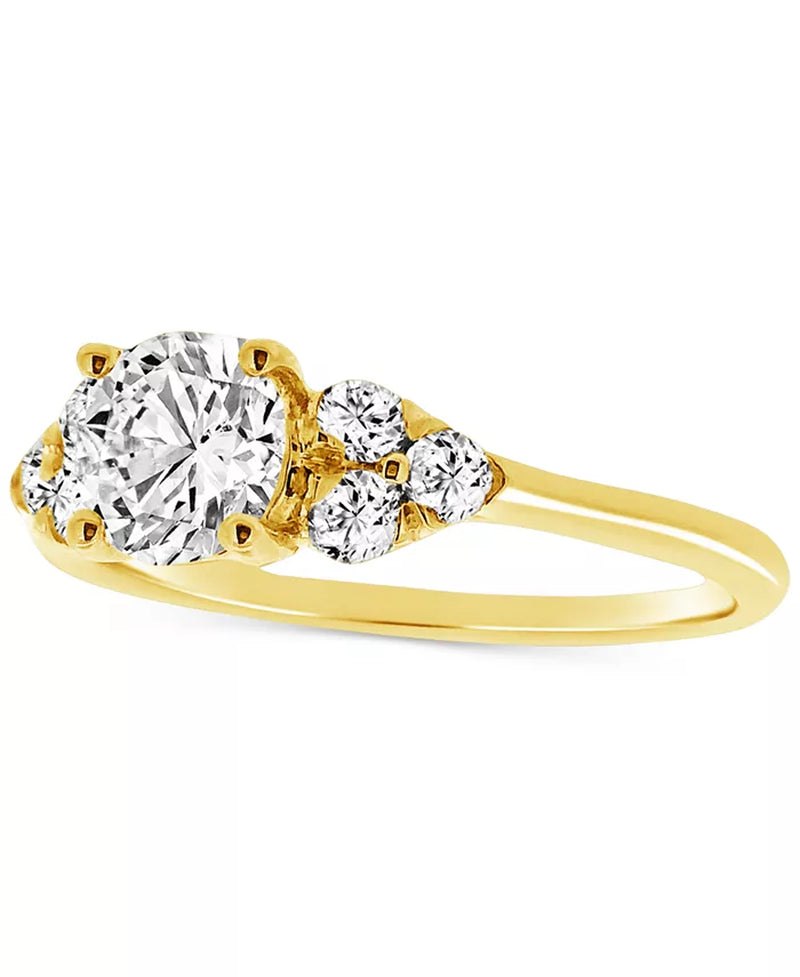 Diamond Shoulder Cluster Engagement Ring (1 Ct. T.W.) in 14K Gold
