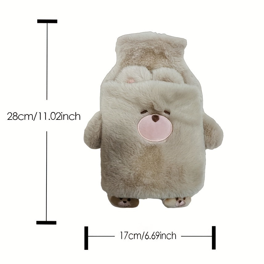 [Quick-Heating Cartoon Plush Bottle] 1000ml Portable Quick-Heating Cute Cartoon Animal Plush Hot Water Bottle - Long-Lasting Insulation, Removable PVC Liner for Cozy Bed Warmth, Hands & Feet Comfort - Fragrance-Free