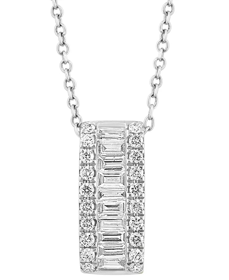 EFFYÂ® Diamond Baguette & round Vertical Bar 18" Pendant Necklace (1/2 Ct. T.W.) in 14K Gold (Also Available in 14K White Gold)