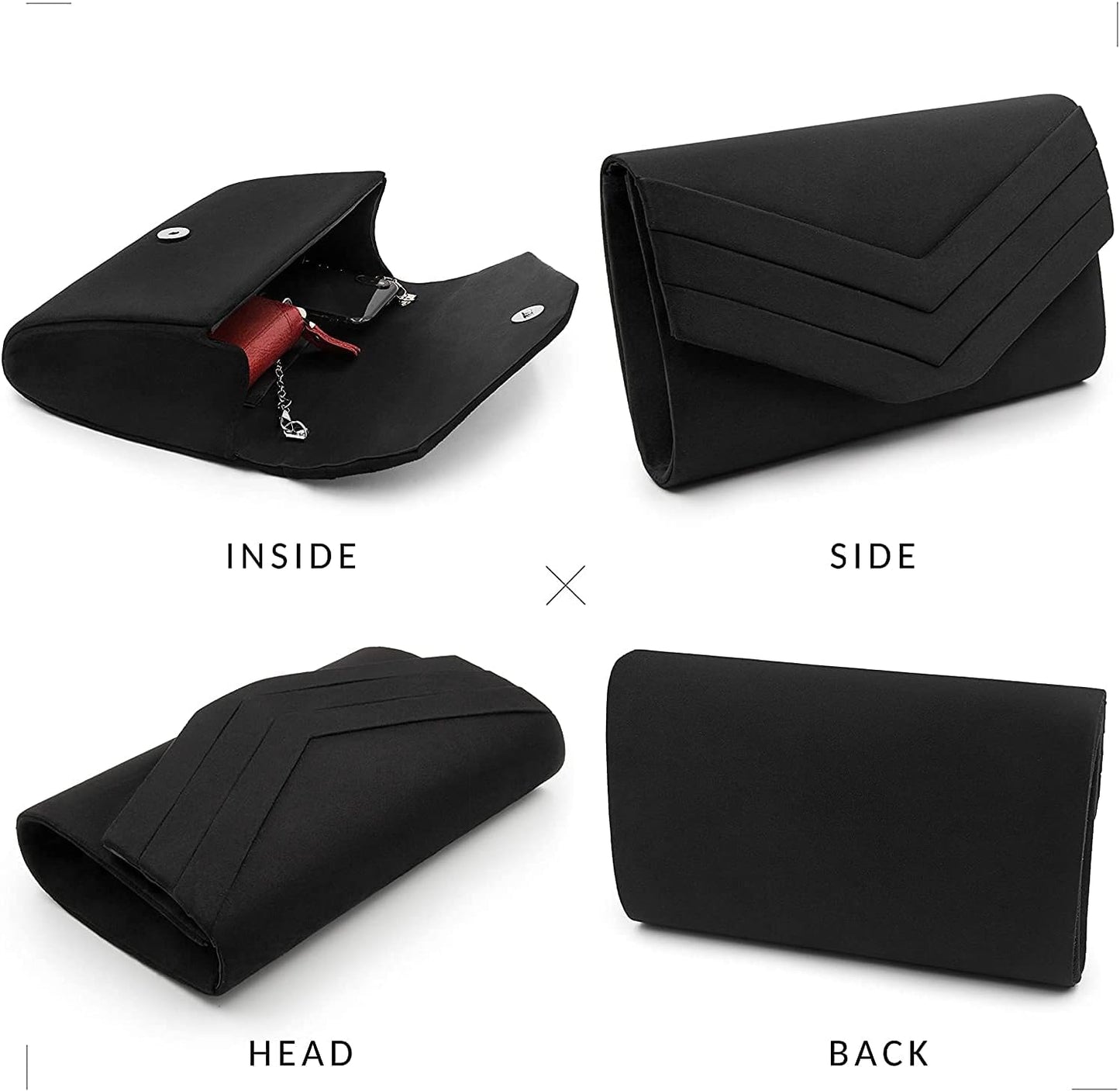 Evening Bag for Women, Suede Envelope Evening Purses Crossbody Shoulder Clutch Bag