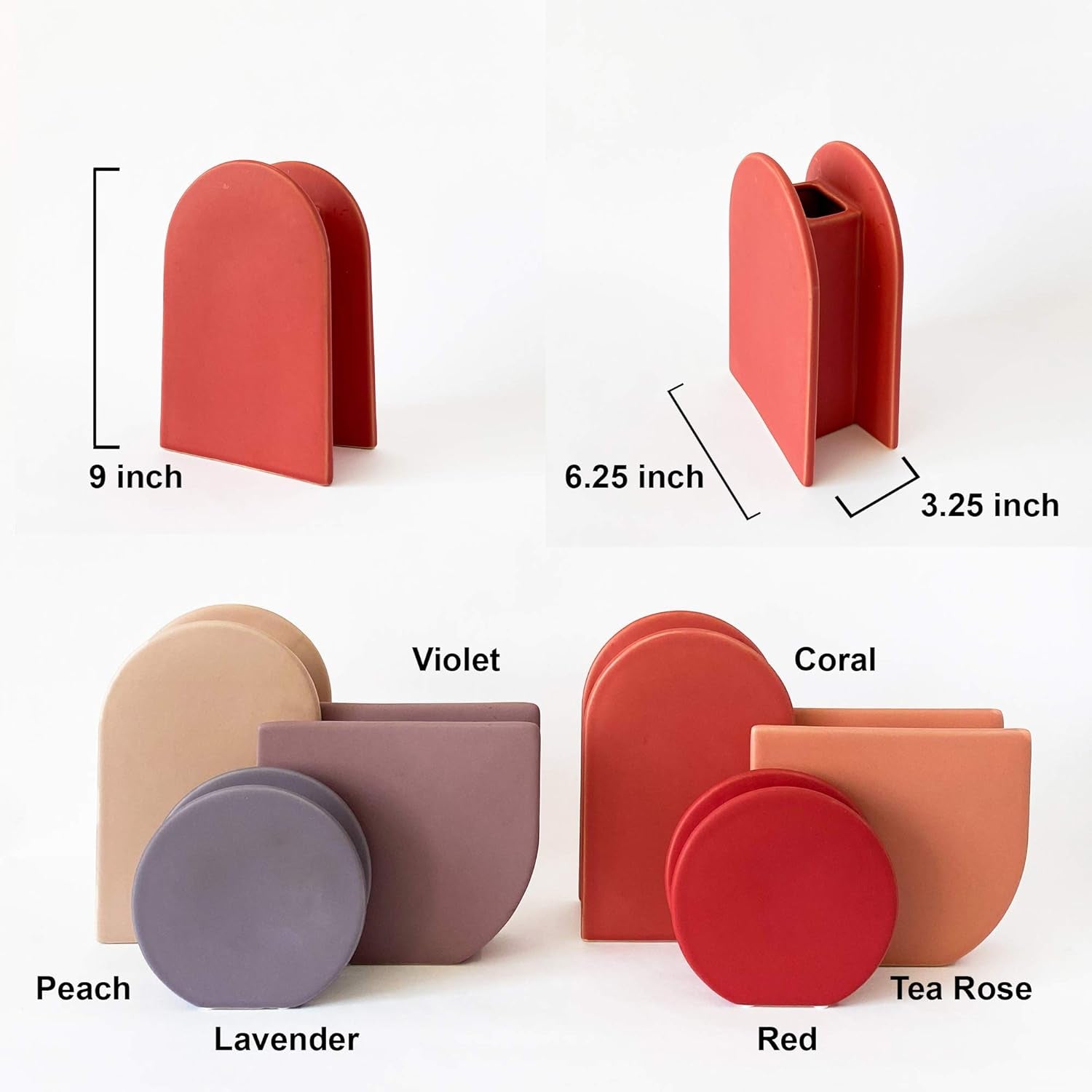 Ceramic Vases for Flowers - Coral Tall | Red Vase, Home Decorations for Living Room, Table Vase, Boho Vase Aesthetic Room Decor, Modern Vase, Vase Set, Decorative Modern Gift