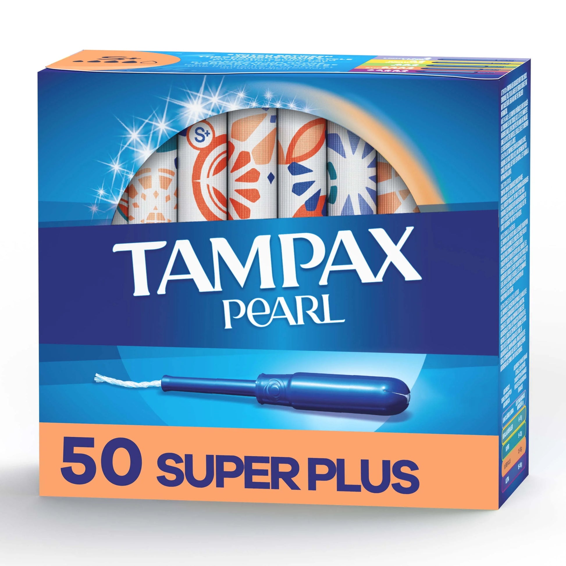 Pearl Super plus Plastic Tampons, Unscented, 50 Count