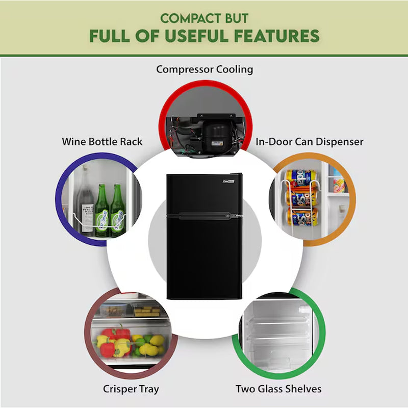 3.2-Cu Ft Mini Fridge with Freezer ( Black ) ENERGY STAR