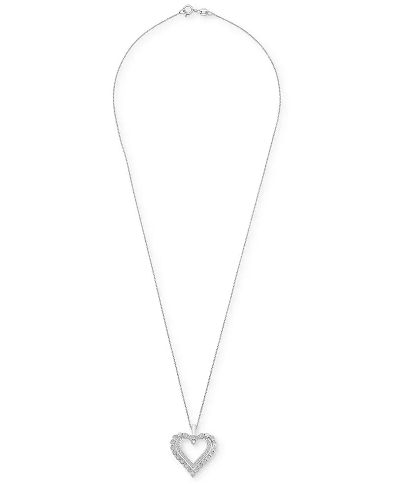 Diamond Open Heart 18" Pendant Necklace (1/4 Ct. T.W.) in Sterling Silver, Created for