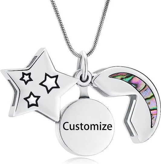 Moon & Star Urn Necklaces for Ashes Celtic Knot Cremation Jewelry for Ashes Memory Jewelry for Women Men