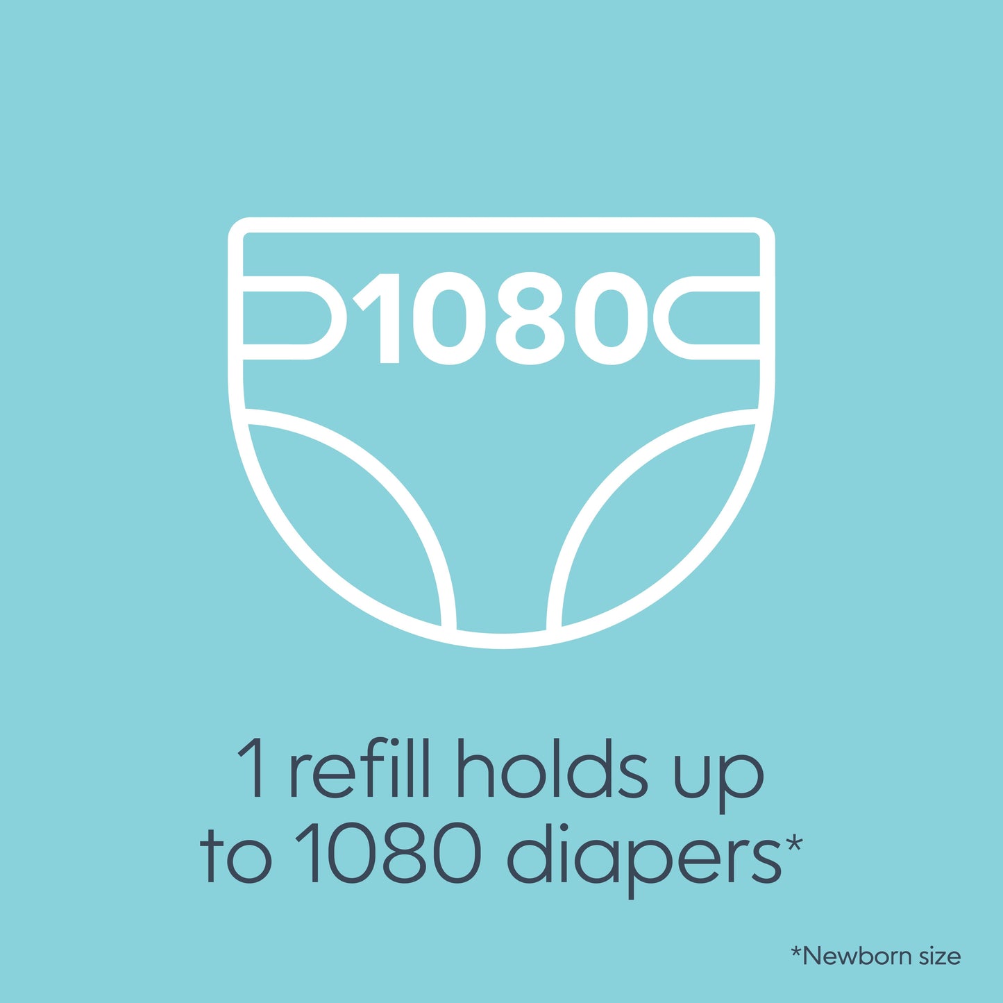 Diaper Pail Square Refills, Unscented,1 Pack, Holds up to 1080 Newborn Diapers