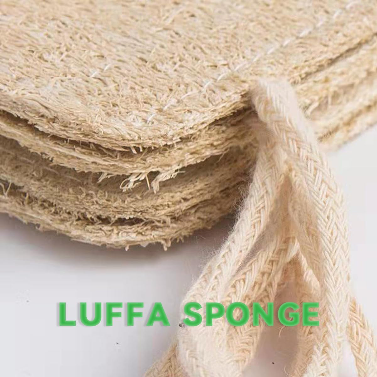 Natural Loofah Sponge Exfoliating Body Scrubber (3 Pack), Shower Scrub, Remove Dead Skin, Durable, Beige