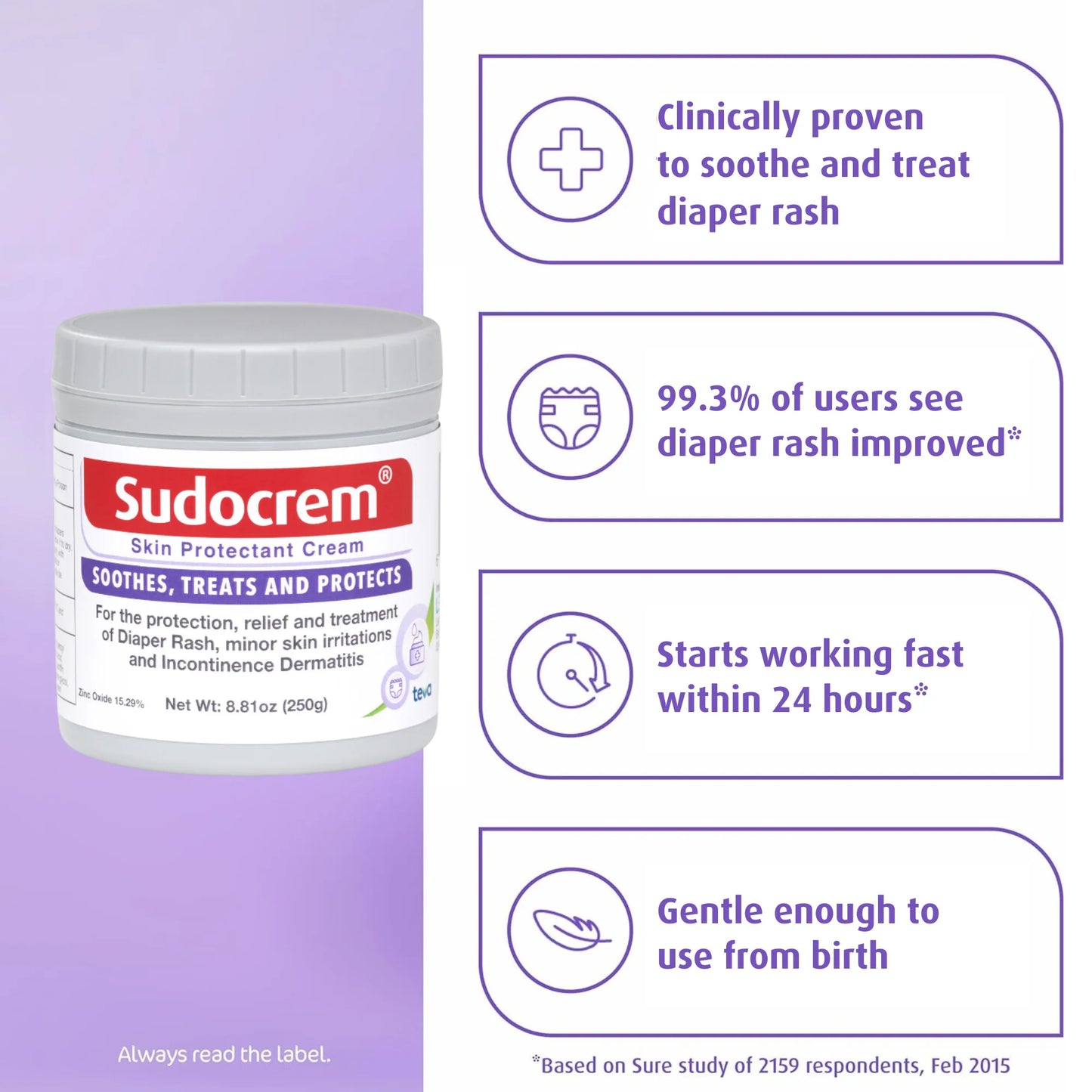 Diaper Rash Cream, Soothes, Treats, and Protects, 15.29% Zinc Oxide, 8.8Oz