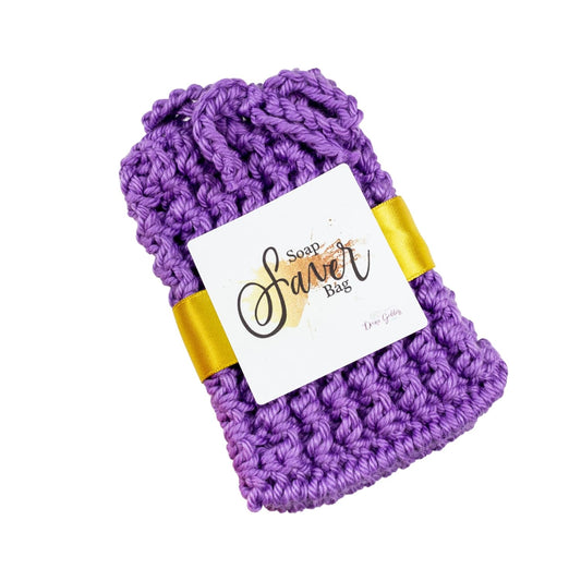 Purple Amethyst Cotton Soap Bag for Soap Bars - Fits a Full-Sized Bar of Soap - Handmade Bath Products - Bathing Accessories for Women - 1 Pack