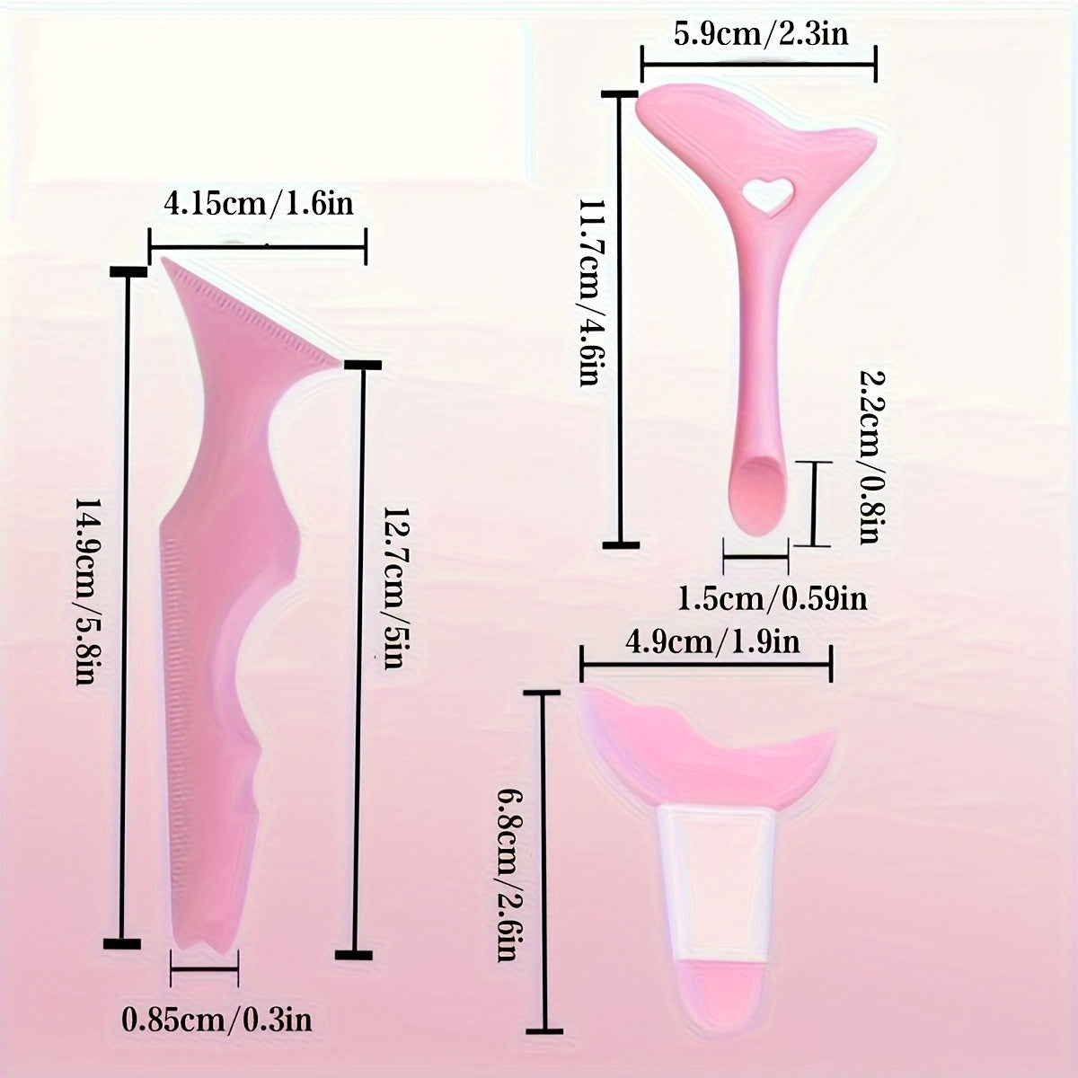 [3pcs Silicone Makeup Tool Set] 3pcs Silicone Makeup Tool Set - Eyeliner & Mascara Shields, Fragrance-Free Beauty Accessories