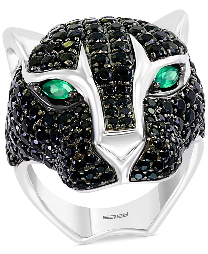 EFFYÂ® Men'S Black Spinel and Green Onyx Panther Ring in Sterling Silver