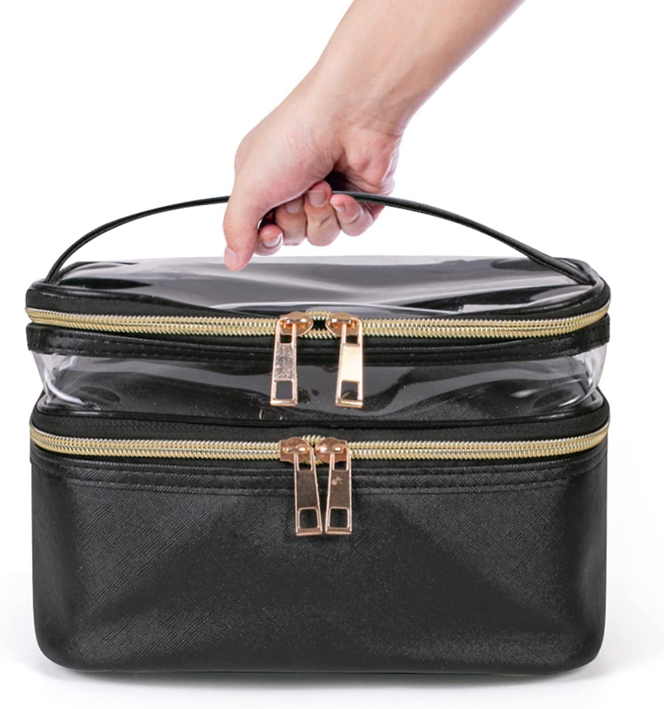 Travel Makeup Bag Makeup Organizer Bag Cosmetic Bag Makeup Bags for Women Cosmetics Cases Portable Waterproof Foldable Black