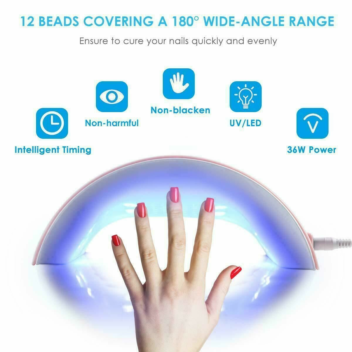 36W LED UV Nail Polish Dryer Lamp Gel Acrylic Curing Light Spa Professional Kit