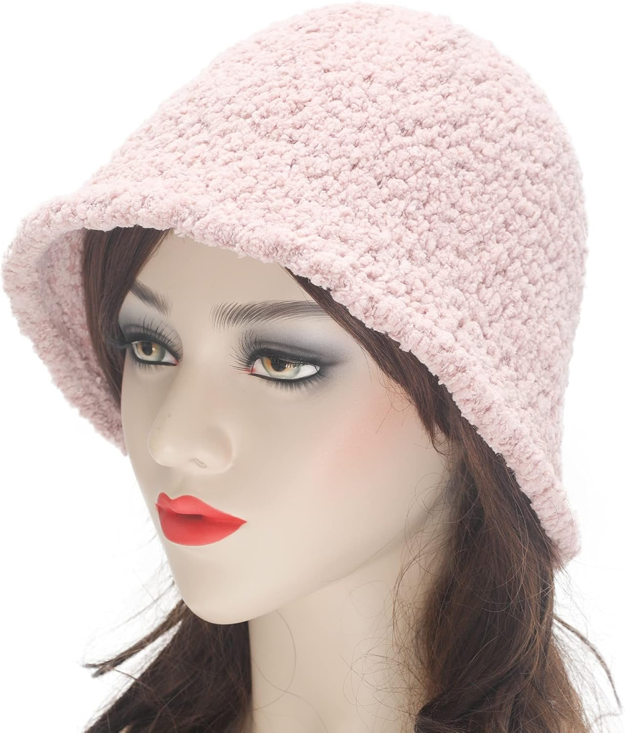 Womens Warm Wool Cloche Hat Solid Winter Bucket Hats