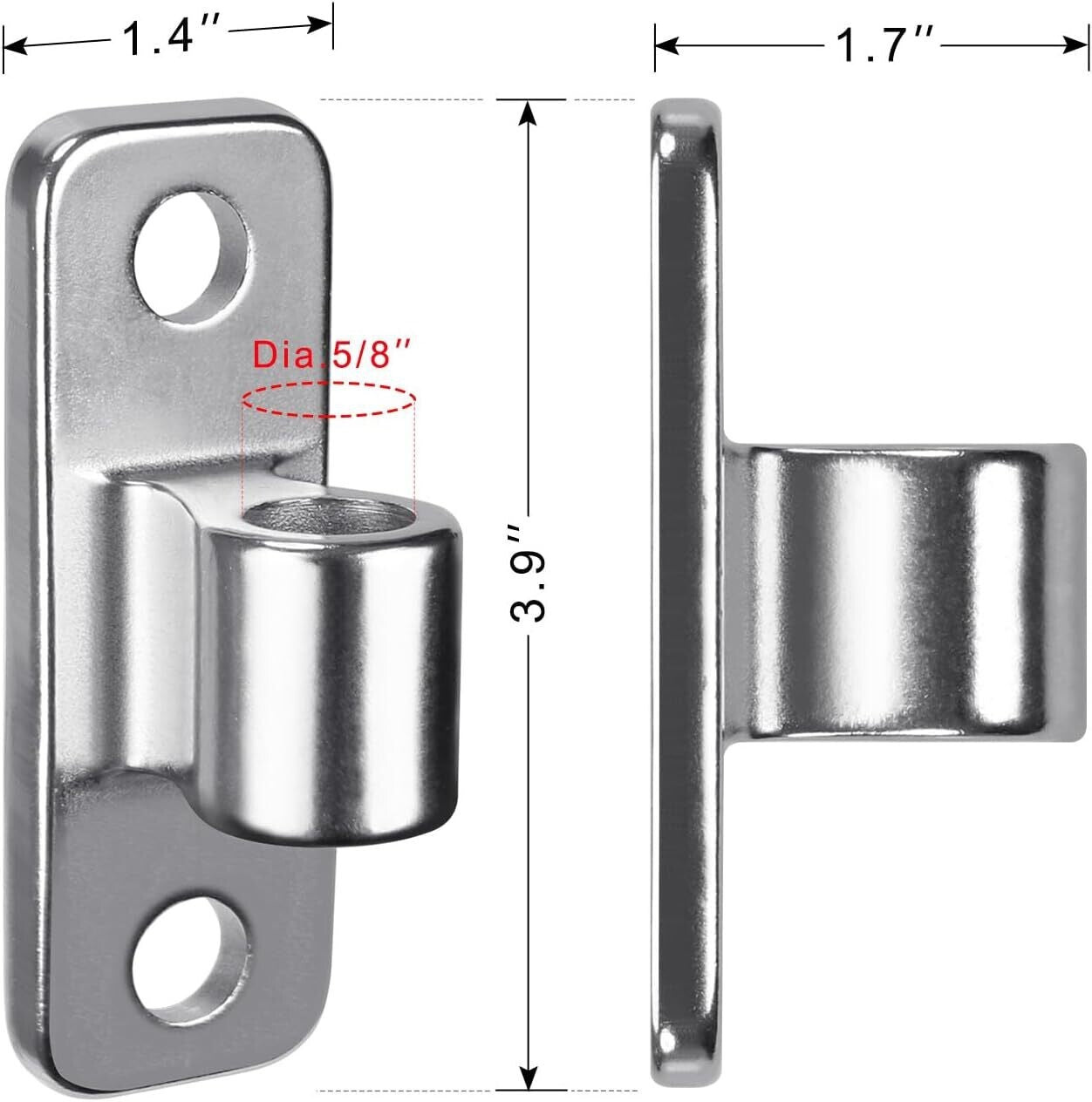 2Pcs Stainless Steel Gate Hinges, Heavy Duty for 5/8" Fence Post and Farm Gates