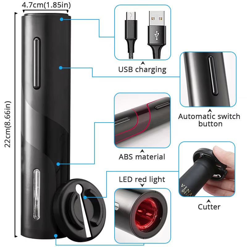 Electric Wine Opener Set Automatic Wine Bottle Opener Rechargeable Wine Corkscrew Kitchen Tools Opener with Gift Box