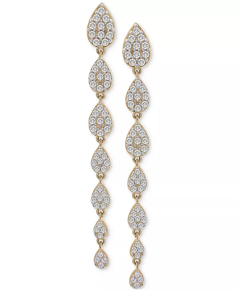Diamond Cluster Linear Drop Earrings (1 Ct. T.W.) in 14K Gold or 14K White Gold, Created for Macy'S
