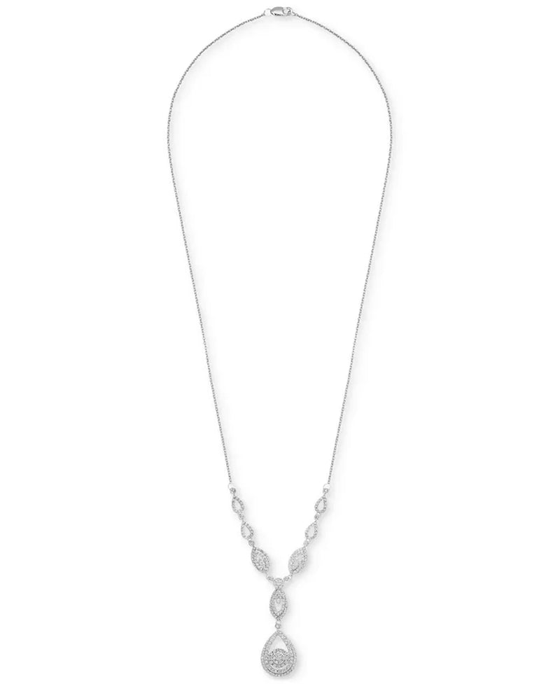 Diamond Double Drop Pendant 17" in 14K White Gold or 14K Yellow Gold (1-1/2 Ct. T.W.), Created for Macy'S
