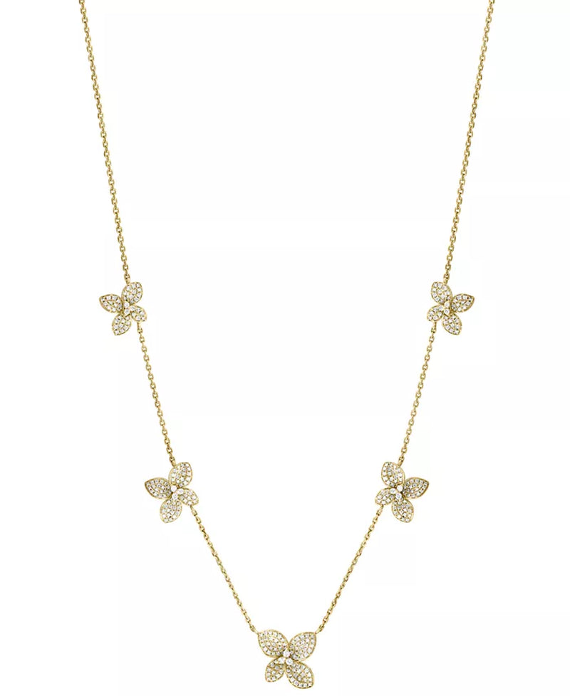 EFFYÂ® Diamond Five Flower 18" Collar Necklace (1-3/8 Ct. T.W.) in 14K Gold