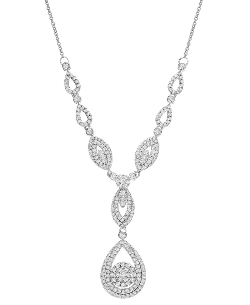 Diamond Double Drop Pendant 17" in 14K White Gold or 14K Yellow Gold (1-1/2 Ct. T.W.), Created for Macy'S