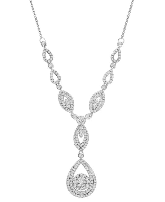 Diamond Double Drop Pendant 17" in 14K White Gold or 14K Yellow Gold (1-1/2 Ct. T.W.), Created for Macy'S