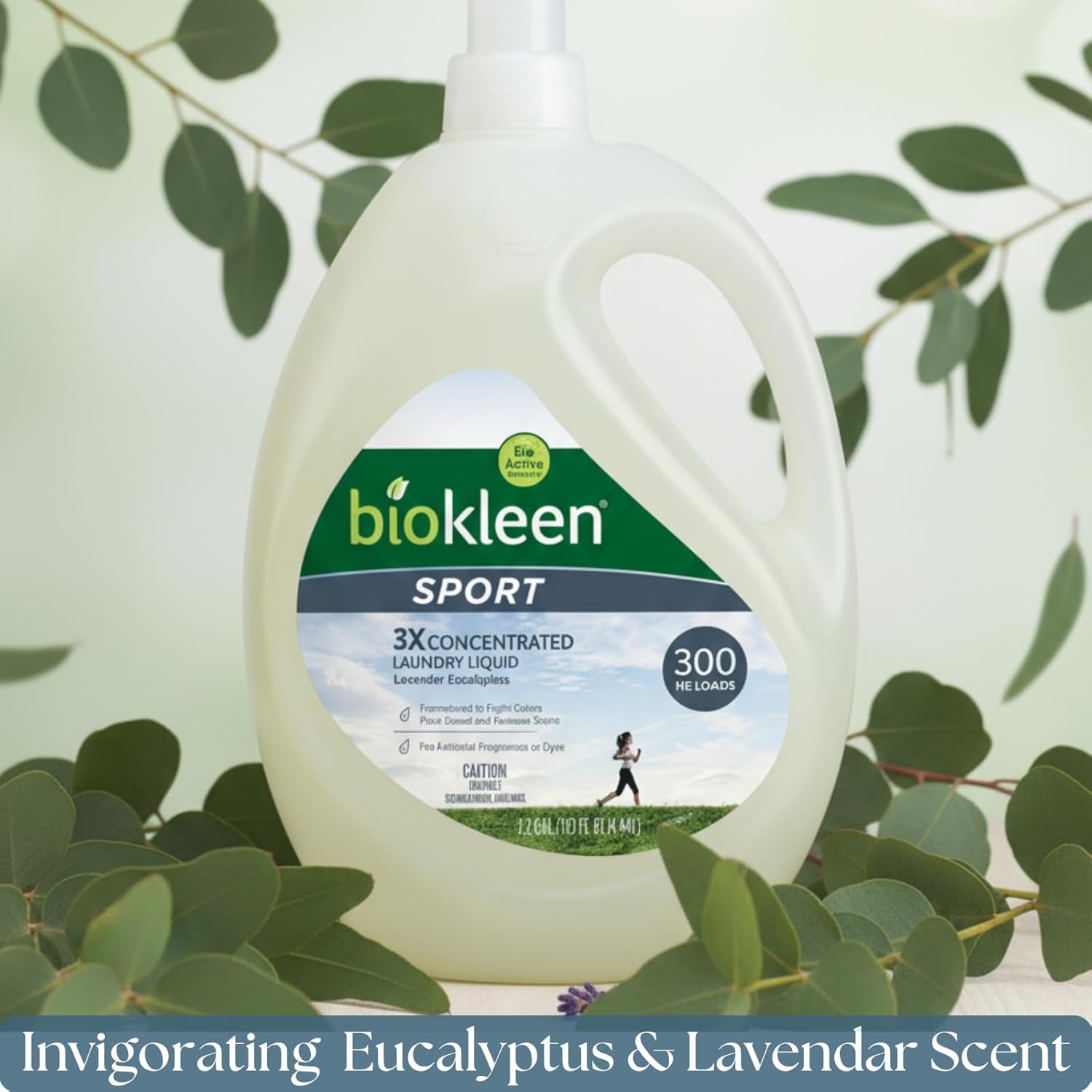 Natural Sport 3X Concentrated Laundry Detergent, 300 Loads, Bio Active Formula, Fight Odors, Sweat & Stain Remover, Lavender Eucalyptus Scent