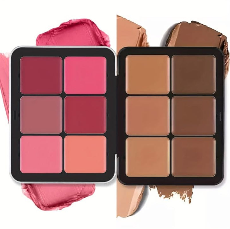 Carla Secret Concealer Palette, Carla Secret Cream Blush Palette, Carla Secret Makeup, Skin-Friendly and Brightens the Complexion (Concealer&Blush #02)