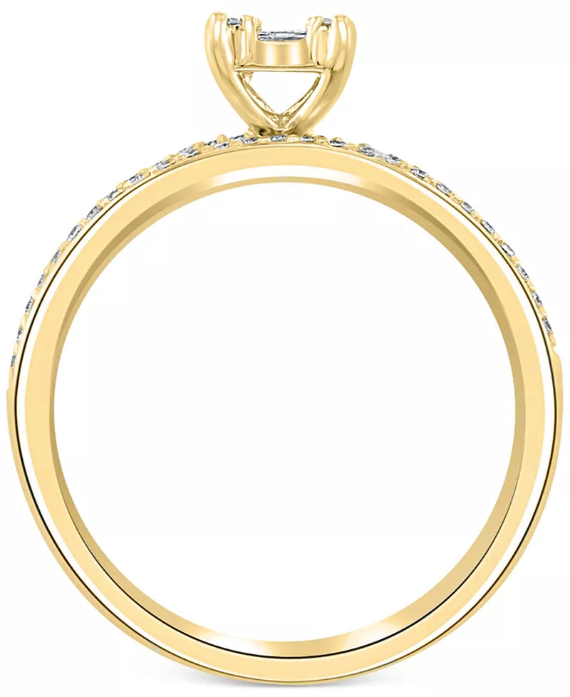 EFFYÂ® Diamond Baguette Cluster Bridal Set (3/8 Ct. T.W.) in 14K White or Yellow Gold