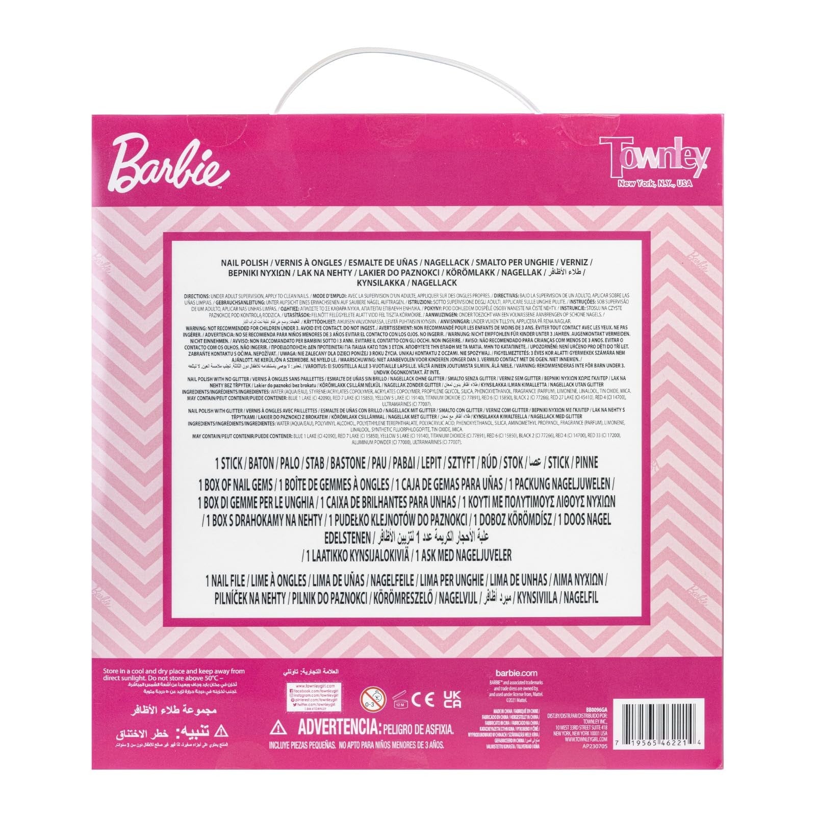 Townley Girl Barbie Non-Toxic Peel-Off Quick Dry Nail Polish Activity Makeup Set