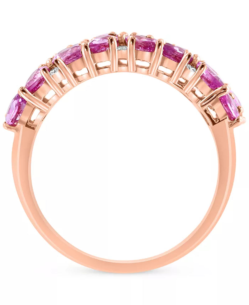 EFFYÂ® Pink Sapphire (2-1/4 Ct. T.W.) & Diamond (1/8 Ct. T.W.) Cluster Ring in 14K Rose Gold