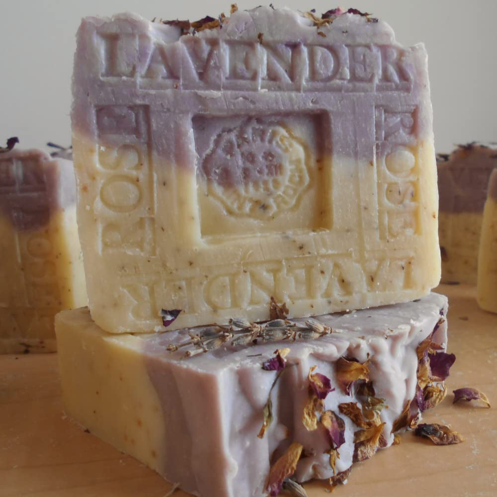 Provence Lavender Rose Soap with Crushed Rose Petals Handmade !