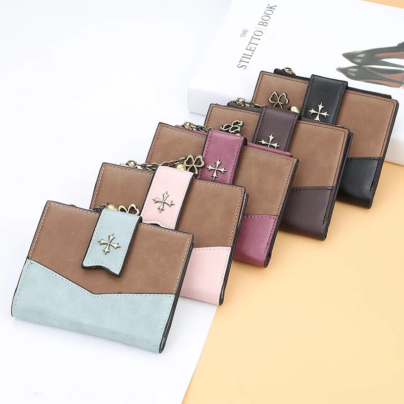 Casual Women'S Wallet PU Leather Ladies Clutch Zipper Bifold Wallet Purses Credit Card Holder Coin Purses Portable Handbag Gifts