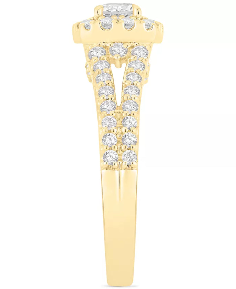 Diamond Halo Engagement Ring (1 Ct. T.W.) in 14K Yellow Gold