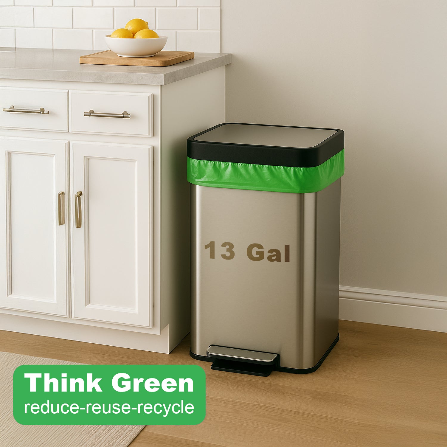 FPN Trash Bags 13 Gallon with Drawstring Durable & BPA Free Garbage Bags 50/Pack