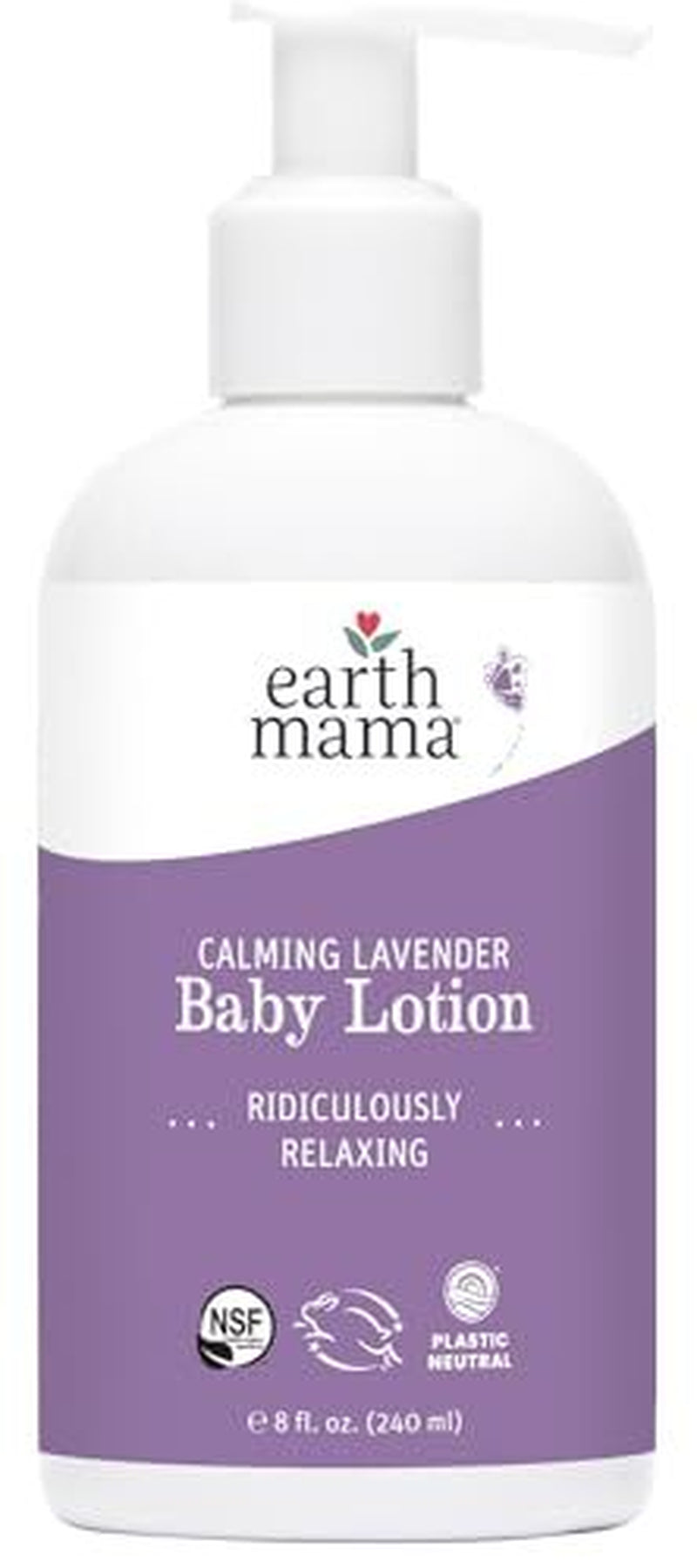 Earth Mama Calming Lavender Baby Lotion 8 Fl Oz Organic Moisturizer Safe for ...