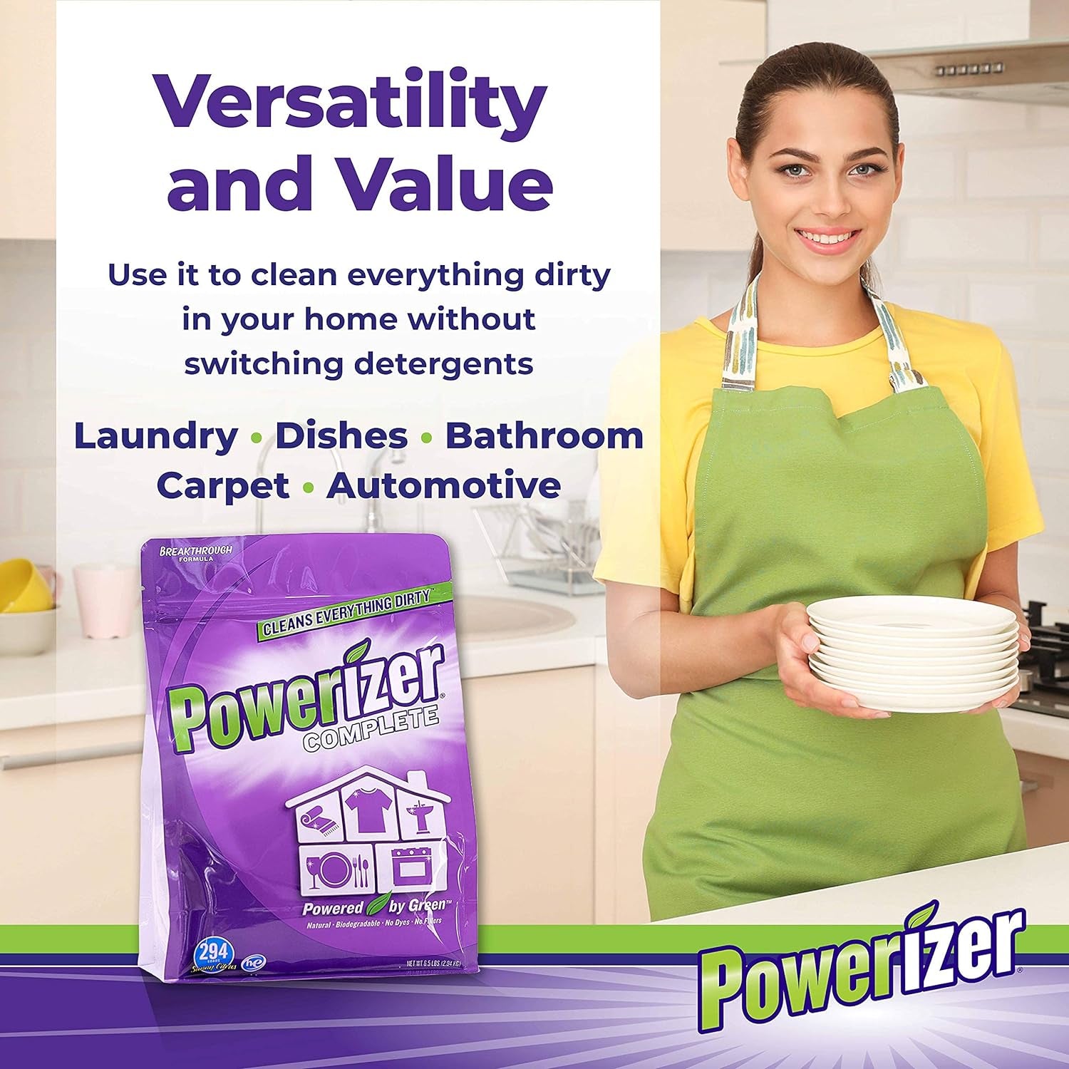 Complete Laundry Powder Detergent & Multipurpose Cleaner | 6.5 Lb | 294 Scoops | Plant-Based Concentrated Laundry Soap & Dishwasher Concentrate