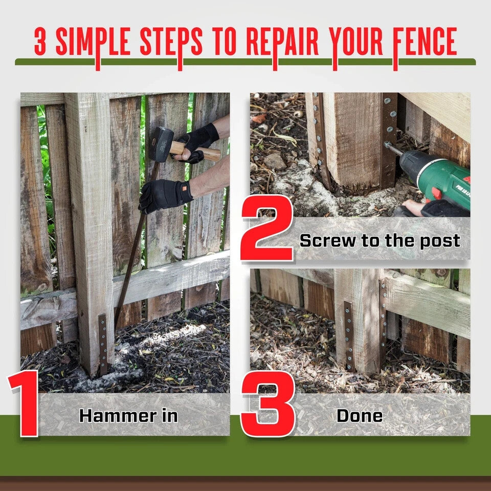 Post Buddy Pack of 2 Easy Fence Post Repair Kit (To Fix 1 Broken Wood Post), ...
