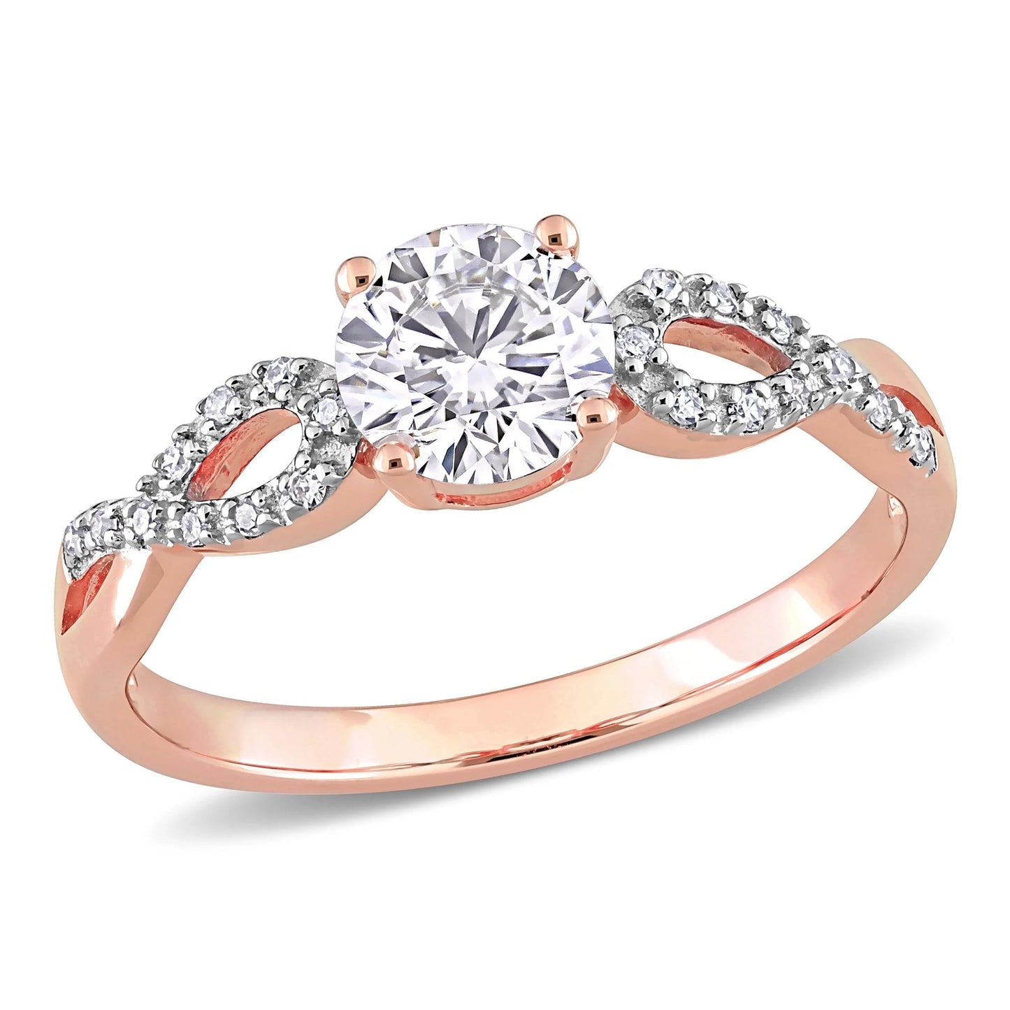 Women'S Created Sapphire 10K Rose Gold Engagement Ring
