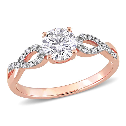 Women'S Created Sapphire 10K Rose Gold Engagement Ring