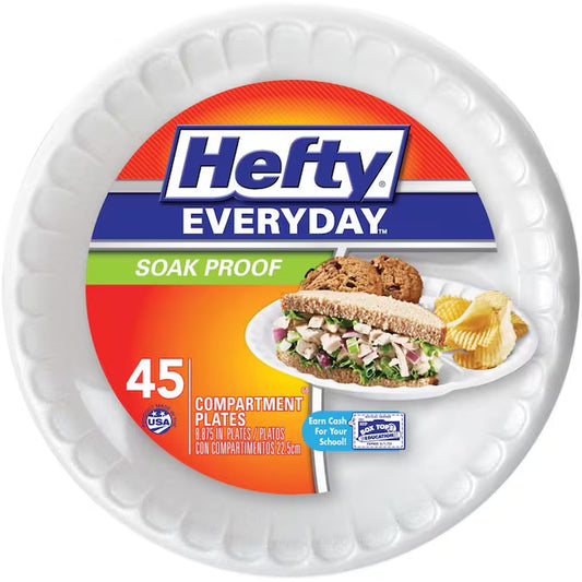 45 -Count White Plastic Disposable Plates
