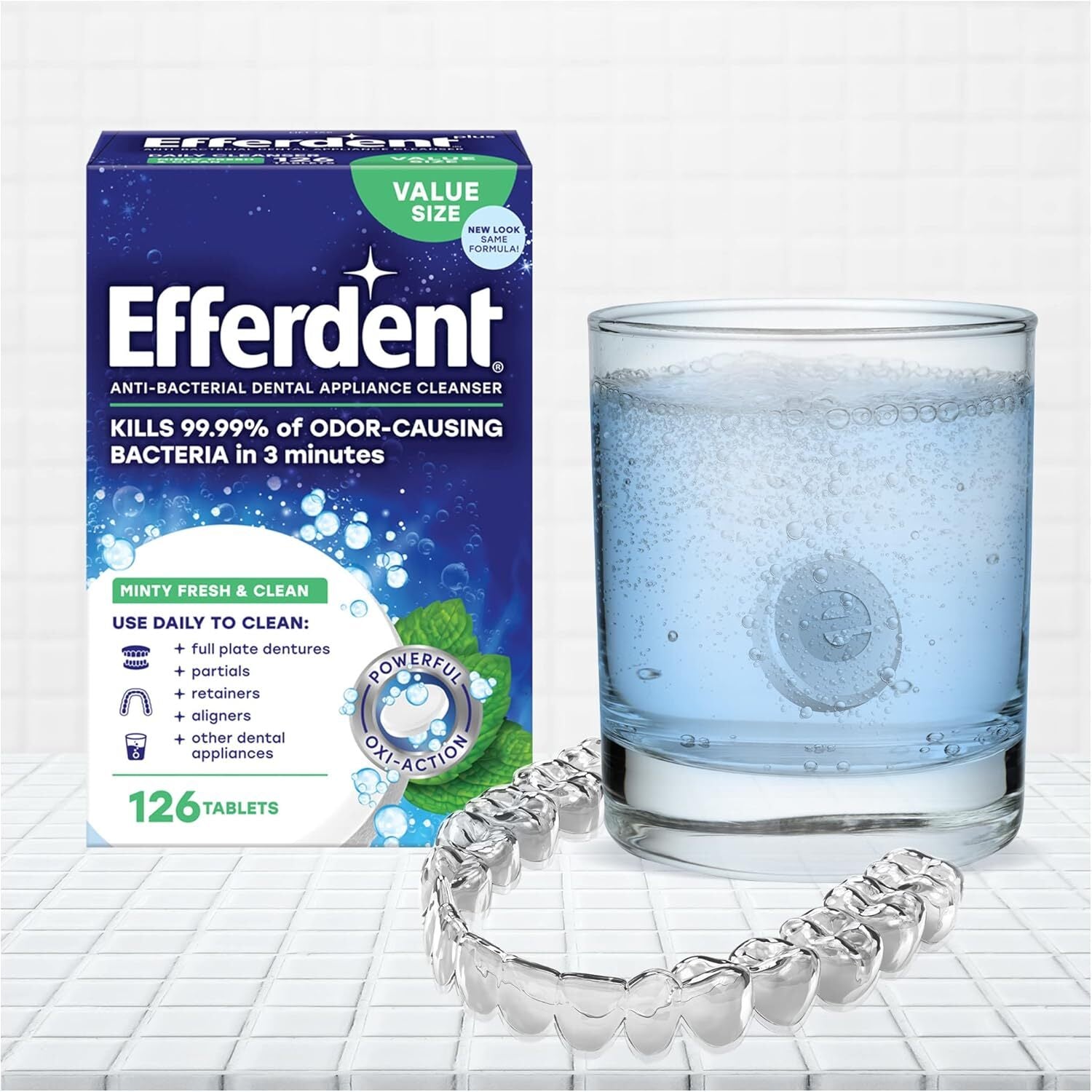 Retainer Cleaning Tablets, Denture Cleaning Tablets for Dental Appliances, Minty