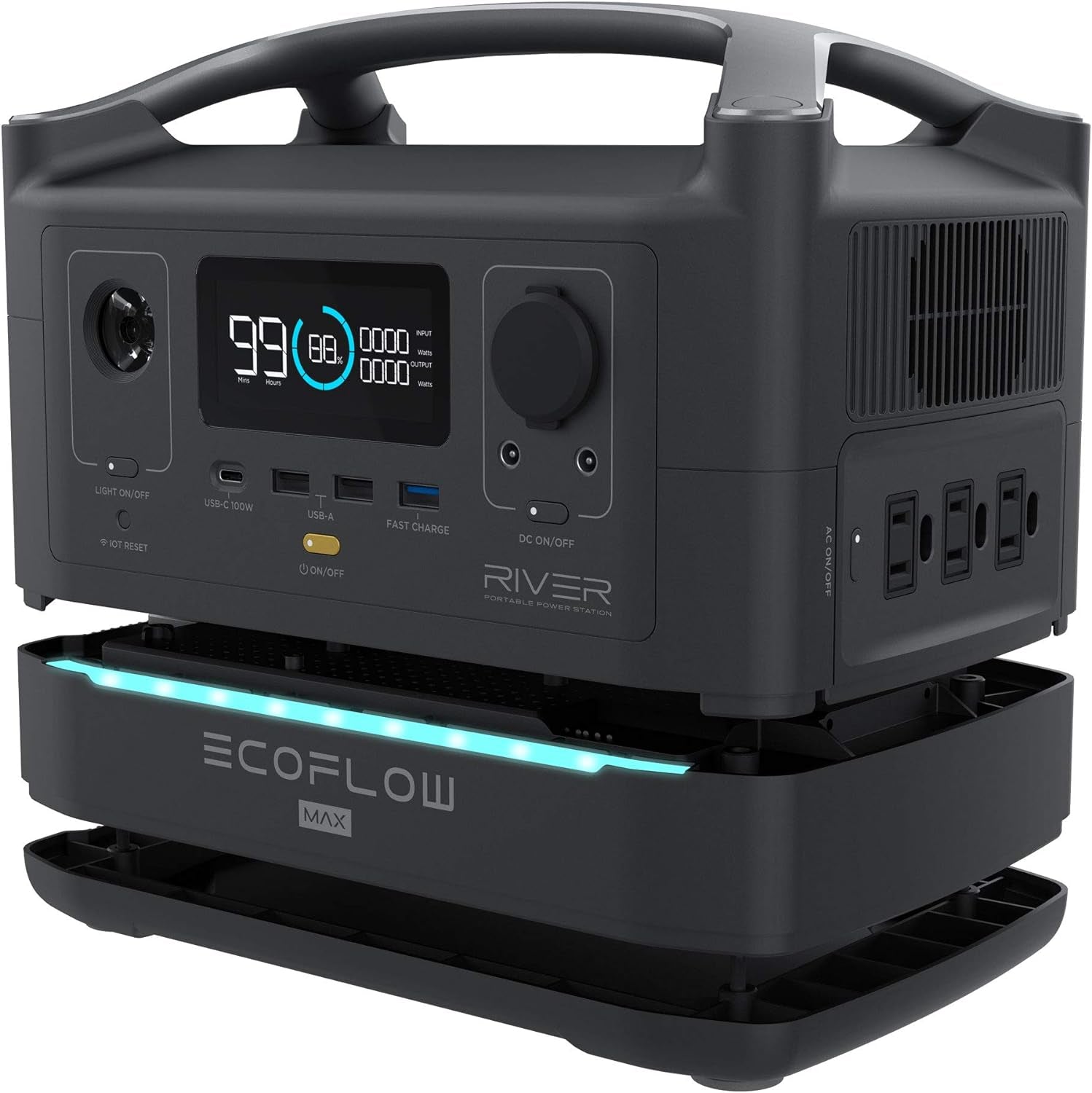 RIVER 2 Max Solar Generator 512Wh Long-Life Lifepo4 Portable Power Station& 180W Solar Panel for Home Backup Power, Camping & Rvs 100% Charged in 60M with 3000+ Cycles & up to 1000W Output