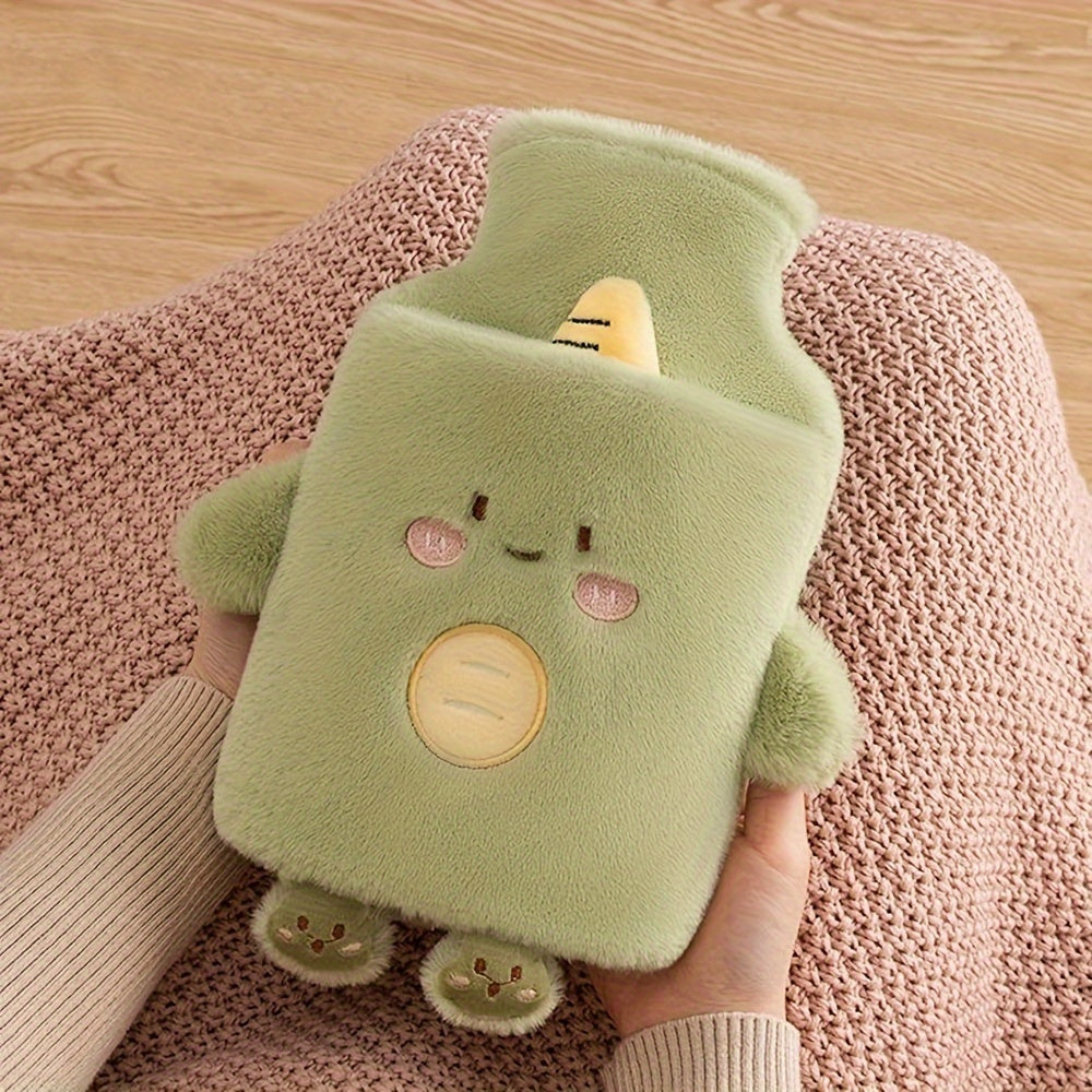 [Quick-Heating Cartoon Plush Bottle] 1000ml Portable Quick-Heating Cute Cartoon Animal Plush Hot Water Bottle - Long-Lasting Insulation, Removable PVC Liner for Cozy Bed Warmth, Hands & Feet Comfort - Fragrance-Free
