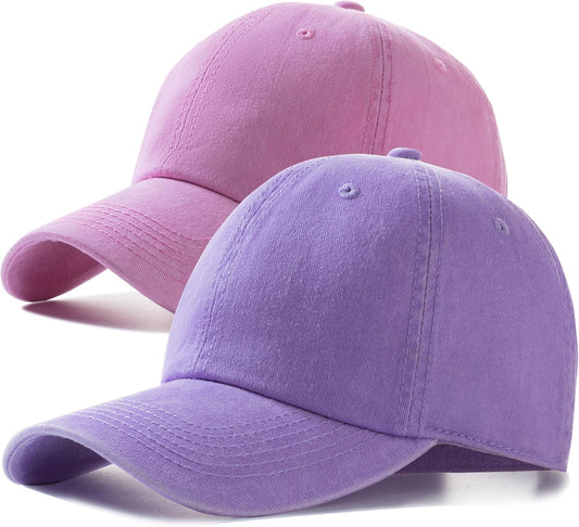 2 Pack Baseball Caps Golf Dad Hats,Ajustable Vintage Washed Cotton Ball Cap for Men Women