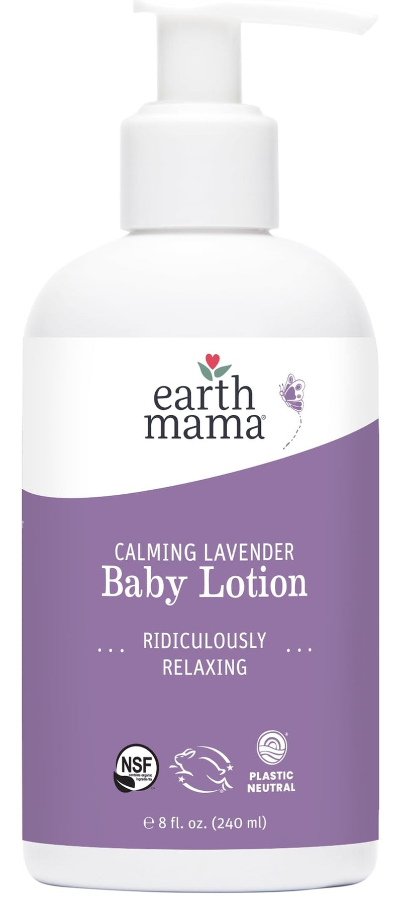 Earth Mama Calming Lavender Baby Lotion 8 Fl Oz Organic Moisturizer Safe for ...